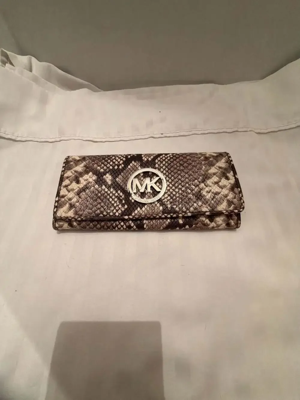 Michael Kors Grey Python Embossed Leather Flap Continental Wallet